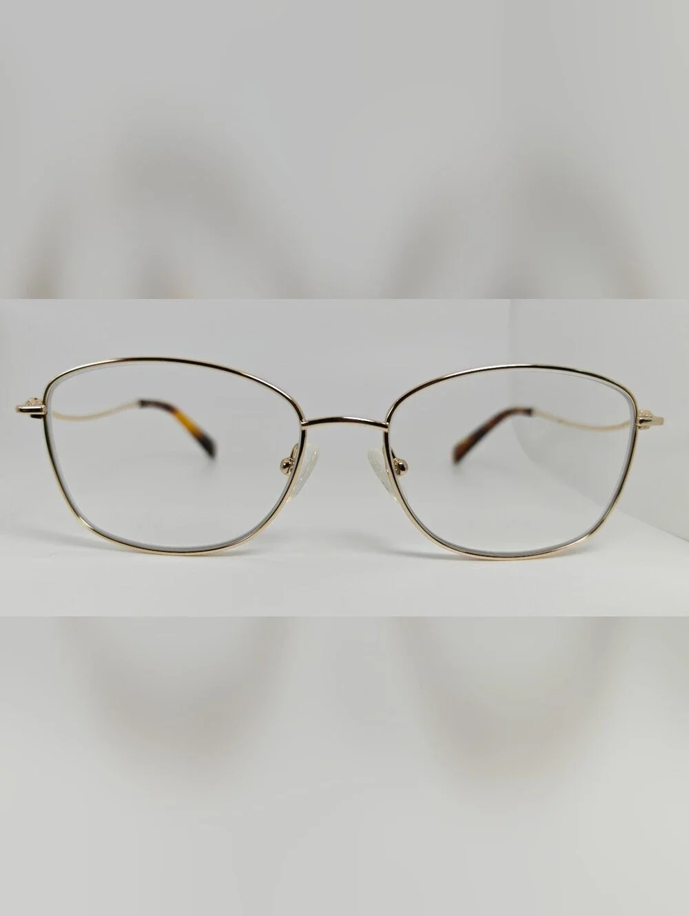 Dianele. Women's Gold Titanium Rounded Square Eyeglass Frames